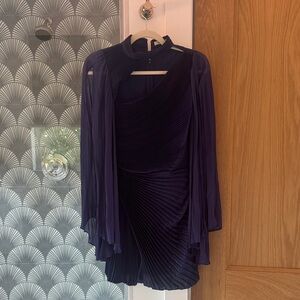 Alice + Olivia One Shoulder Navy Dress